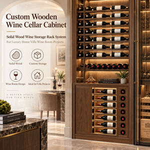 Mueble de Madera Personalizado Minghou para Bodega, Sistema de Almacenamiento de Vino en Madera Sólida para Proyectos de <span class=keywords><strong>Bodegas</strong></span> de Lujo en Casas y Villas - Product Image 1