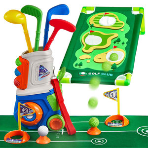 Nouvel ensemble de golf : Tapis de putting, planche de cornhole, 4 clubs, 10 balles, sac de transport – <span class=keywords><strong>Jouet</strong></span> sportif d'intérieur et d'extérieur pour enfants, idéal pour le jardin et comme cadeau d'anniversaire - Product Image 1