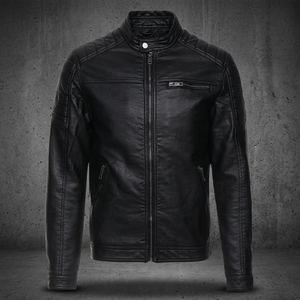 Chaqueta de Cuero Genuino con Capucha para Hombre, Estilo Vintage, Cuello Alto, Moda Otoñal - Product Image 3