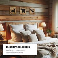 Ensemble de 3 décorations murales rustiques en bois véritable (ours, cerf, élan) pour la maison, le salon, thème chasse, chalet de montagne