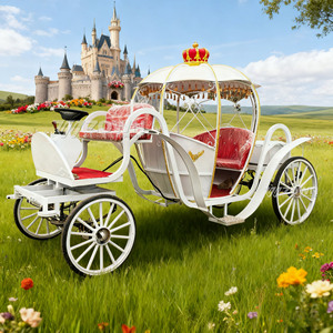 รถม้าฟักทองแบบมีมอเตอร์ รถม้าซินเดอเรลล่าไฟฟ้า รถม้าฟักทองสีขาวพร้อมมงกุฎสีแดงสำหรับขาย - Product Image 5