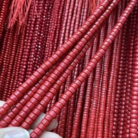 Perles de bambou teintées en forme de baril à coupe droite, perles intercalaires en pierre précieuse rouge en vrac pour la fabrication de bijoux DIY en gros