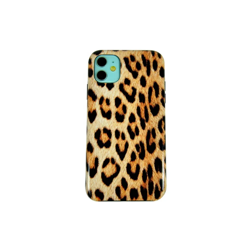 Caseblanks glossy leopard printing case for iphone11 black and yellow 3D sublimation case for iPhone 11