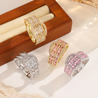 Anillos de Moda al por Mayor, Anillos de Mujer con Circonita Cúbica, Chapados en Oro Rosa, Estilo Dulce y Moderno