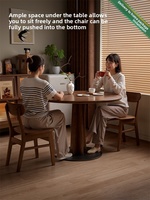 Table à manger ronde en bois de caoutchouc massif - Idéale pour les petits appartements - Design moderne et écologique - Style farmhouse du milieu du siècle - Couleur noyer CZ064