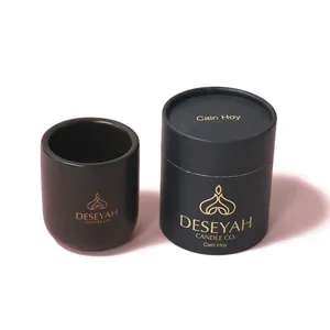 Two pieces paper luxury personalised candle packaging boxes with logo black paper candle tube supplier