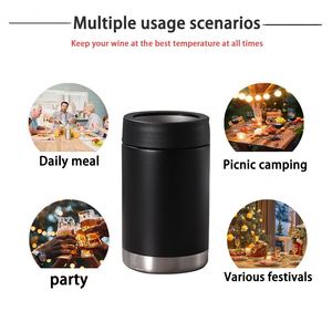Refroidisseur de canettes 12oz au design classique, double paroi en acier inoxydable 304, isolé sous vide, pour bière et vin, idéal pour le camping - Product Image 2