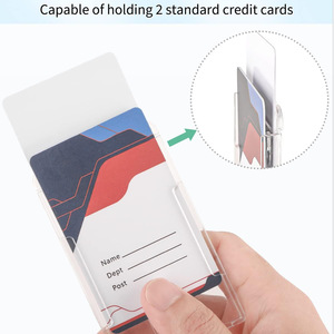 Porte-carte d'identité rigide transfrontalier avec fente pour le pouce, porte-badge transparent double face pour 2 cartes, compatible cartes d'identité verticales et horizontales - Product Image 2