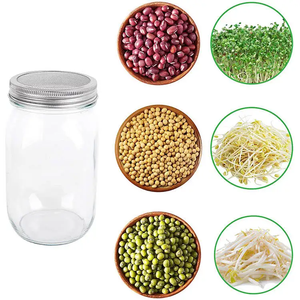 Venta caliente 16oz Vacío Boca Ancha Mason Seed Broting Jar Kit 2 Sprouter Glass Mason Jars con tapas <span class=keywords><strong>de</strong></span> pantalla Soportes y bandejas - Product Image 5