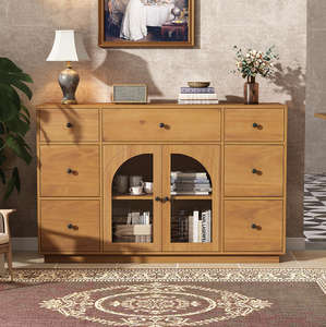 Mobile Moderno in Legno Massello con Spazio di Archiviazione per Soggiorno e <span class=keywords><strong>Sala</strong></span> <span class=keywords><strong>da</strong></span> <span class=keywords><strong>Pranzo</strong></span>, Grande Dimensione con 2 Ante e 7 Cassetti - Product Image 1