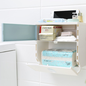 Levijia Double Layer Tissue <b>Box</b> Holder Waterproof <b>Wall</b> Mounted No Drilling Required <b>For</b> Bathroom Toilet - Product Image 4