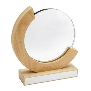 Trofeo in Vetro da 150mm di Diametro con Supporto in Legno, Elegante Cornice in Vetro - Product Image 1