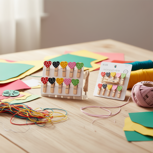 Ilan Mollette in Legno a Forma di Cuore da 3,5 cm, 10 Pezzi con Corda per Artigianato e Decorazione - Product Image 2