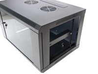 Mini 6U dinding 600mm 450mm 19 inci Data Center Server rak kabinet Rolled baja Tempered Glass pintu IP20 perlindungan 9U