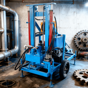 Crawler Mount <span class=keywords><strong>Mini</strong></span> Portabel air bor sumur Rig 200m-Diesel bertenaga dengan mesin/Motor/pompa untuk area jarak jauh - Product Image 1