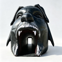 Tente d'entrée gonflable personnalisée en forme de tête de chien noir pour Halloween, tunnel de passage buccal pour fête