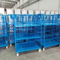 Pulvérisation de poudre électrostatique galvanisée Q235 Matériau pliable en treillis métallique d'acier Chariot à quatre roues à rouleaux Conteneur disponible en vente