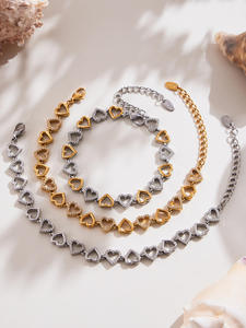 Collar de joyería de moda, colgante de joyería para mujer, collar de joyería fina, conjunto de collar de acero inoxidable con circonita en forma de corazón, 18K - Product Image 2