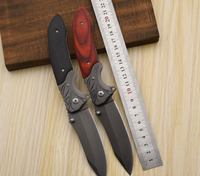 Couteau de poche pliable en gros, acier inoxydable, manche en bois, couteau EDC pour l'extérieur