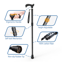 Canne pliable personnalisable en fibre de carbone à quatre pieds, réglable sur 10 niveaux de hauteur, antidérapante, pour personnes âgées, capacité de charge de 200 lb