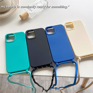 Collar cruzado <span class=keywords><strong>cuerda</strong></span> suave silicona mate <span class=keywords><strong>funda</strong></span> para <span class=keywords><strong>iPhone</strong></span> 15 14 13 Pro Max 11 12 XS XR 7 8 Plus <span class=keywords><strong>SE</strong></span> 3 cordón cubierta a prueba de golpes - Product Image 2