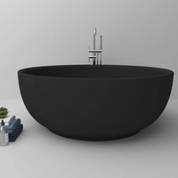 Baignoire de baignoire en résine artificielle de luxe autoportante personnalisée noire mate en pierre acrylique à surface solide