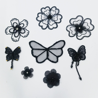 Conception personnalisée 3D Ruban Perle Papillon Passementerie Écusson Écologique Noir Fleur Ruban Accessoires de Couture Perle Broderie Dentelle