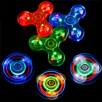 Vente en gros de jouets anti-anxiété en cristal transparent LED lumineux coloré, jouet de rotation pour enfants, entraînement cérébral