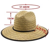 Chapeau de soleil unisexe personnalisé avec logo, style Panama en herbe naturelle, idéal pour la pêche, le surf, les voyages quotidiens et la plage, avec ruban et corde.