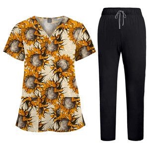 64001 Printed Washable Shirt and Solid Color Pants Set, Nurse Doctor Hospital Clinic Work Uniform Two-piece Set Medical Uniform - Product Image 6