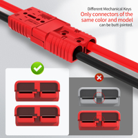 Connecteur rapide de batterie 175A avec cordon de raccordement 1/0 AWG pour treuil, remorque, remorquage 12V 36V 600V avec couvercle