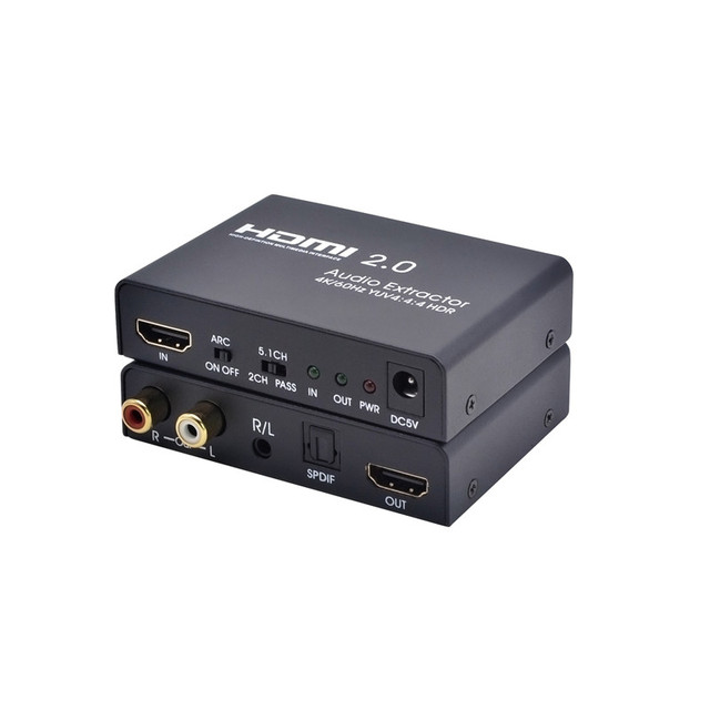 4K 60Hz YUV 4:4:4 HDR HDMI 2.0 to Optical RCA L/R 3.5mm Toslink SPDIF Audio HDMI to HDMI With Audio Extractor 7.1 Adapter