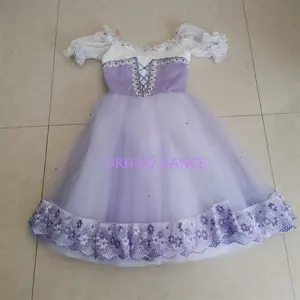 Professional High Quality Custom Size Kids Girls Women Adult Performance Wear Purple Lilac Long Ballet Dance Romantic Tutu Dress