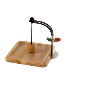 Wooden Napkin Dispenser <b>Square</b> Light Brown Iron Wood <b>Combination</b> For Hotel Coffee Shop Desktop Use - Product Image 3
