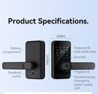 Serrure de porte numérique de sécurité Auvinx avec empreinte digitale, Wi-Fi, style américain, sans clé, carte ICC, compatible Tuya TTLOCK pour appartement