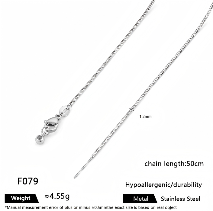 Steel-colored square snake chain-12mm wide-50cm necklace