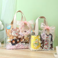 Sacs cadeaux transparents en PVC imprimés marguerites, sacs fourre-tout transparents pour bonbons et friandises pour les fêtes de mariage