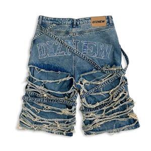 DiZNEW Vente en gros de vêtements de rue, logo personnalisé, <span class=keywords><strong>jeans</strong></span> surdimensionnés vintage délavés à l'acide, <span class=keywords><strong>jeans</strong></span> courts en denim, vente en gros - Product Image 2