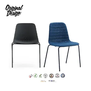 Luxury home office school conference seating furniture design fully fabric upholstery cushion steel leg base metal dining chair