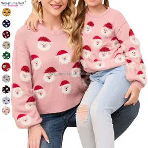 Großhandel Winter Strick pullover plus Größe Pullover Langarm Mohair gestrickt Kinder Santa Weihnachts pullover für Frauen