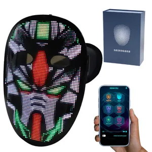 Cosplay komik özel app kontrol diy parlayan yarım yüz maskesi APP cadılar bayramı partisi Led ışık yüz maskesi