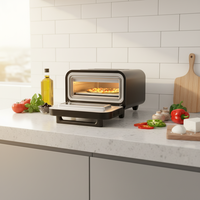 Four à convection électrique 12L en acier inoxydable, appareil à pizza de comptoir avec contrôle numérique du minuterie, fonction de maintien au chaud et pierre à pizza