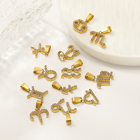 Bijoux étanches 18K PVD plaqué or CZ zircon cubique cristal pavé signe du zodiaque Horoscope Astro pendentif en acier inoxydable breloque