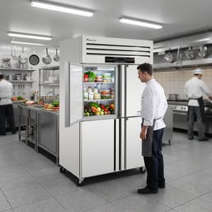 Réfrigérateur à quatre portes 935L à refroidissement direct, réfrigérateur compact et économe en énergie pour la maison et la cuisine VCC5-1200B Acier inoxydable de haute qualité - Product Image 1