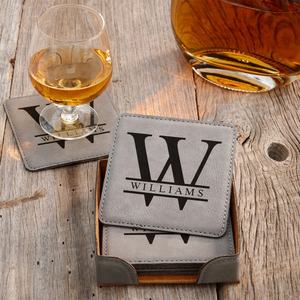 Posavasos de Cuero <span class=keywords><strong>PU</strong></span> con Logotipo Personalizado, Posavasos de Cuero Grabable con Láser para Bodas, con Soporte - Product Image 4