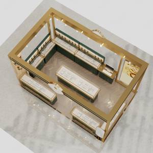 تصميم كشك مجوهرات ذهبية من مصنع سوندو، كشك ثلاثي الأبعاد للساعات والمجوهرات في مراكز التسوق، مصنع لواجهات عرض المجوهرات - Product Image 6