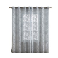Voilages transparents en polyester jacquard à feuilles séchées, à œillets, style européen, pour fenêtre plate de salon