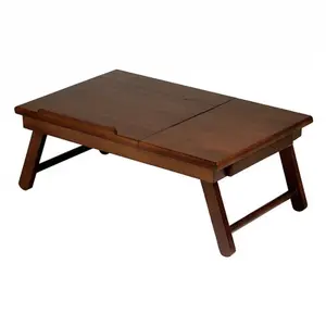 Natrual Bamboo Laptop Desk Cama plegable Escritorio Ajustable Laptop Stand Tray para sala de estar