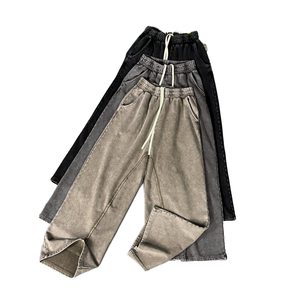 Pantalones Deportivos de Felpa Francesa para Hombre, 430 g/m², Cintura Media, 100% Algodón, Pierna Ancha, Estilo Holgado, Personalizados 2026 - Product Image 1