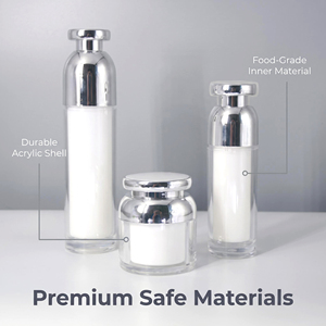 Nouveau produit 2026 : Emballages cosmétiques 15ml 30ml 50ml – Pots à pompe sans air blanc nacré or et argent pour crèmes et lotions - Product Image 6